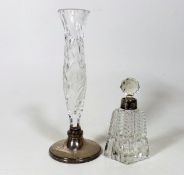 A Silver Based Cut Glass Posy Vase & A Silver Coll