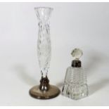 A Silver Based Cut Glass Posy Vase & A Silver Coll