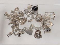 A Vintage Silver Charm Bracelet 93g, Several Anima