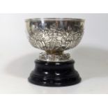 An Antique Silver Rose Bowl With Original Stand