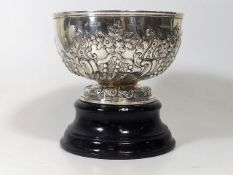 An Antique Silver Rose Bowl With Original Stand