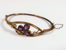 An Antique 9ct Gold Bracelet With Amethyst & Seed