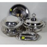 Three Silver Plated Tureens, A Pate Dish & Cover &