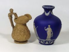 A 19thC. Wedgwood Vase Twinned With 19thC. Jug Wit