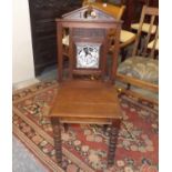 A 19thC. Oak Hall Chair With Minton Style Tile Ins