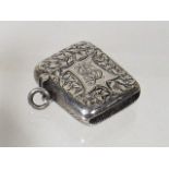 A Chased Antique Silver Vesta Case