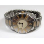 A Vintage Must De Cartier Stainless Steel Watch