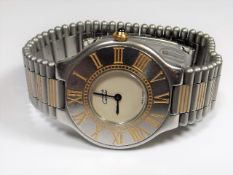 A Vintage Must De Cartier Stainless Steel Watch