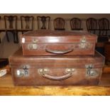 Two Vintage Leather Suitcases