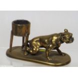 A Victorian Inkwell, Lacking Lid With Bulldog On P