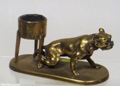 A Victorian Inkwell, Lacking Lid With Bulldog On P