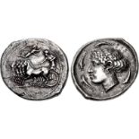 SICILY, Syracuse. Second Democracy. 466-405 BC. AR Tetradrachm (30mm, 17.11 g, 12h). Reverse die