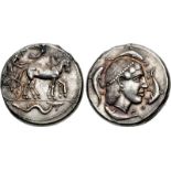 SICILY, Syracuse. Second Democracy. 466-405 BC. AR Tetradrachm (25.5mm, 17.21 g, 11h). Struck