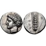 LUCANIA, Metapontion. Circa 400-340 BC. AR Nomos (20mm, 7.99 g, 8h). Head of Demeter left, hair