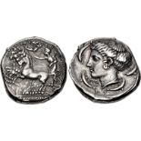 SICILY, Syracuse. Second Democracy. 466-405 BC. AR Tetradrachm (24mm, 17.37 g, 1h). Obverse die