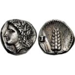 LUCANIA, Metapontion. Circa 330-290 BC. AR Nomos (18.5mm, 7.86 g, 6h). Head of Demeter left, wearing