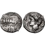 SICILY, Syracuse. Dionysios I. 405-367 BC. AR Dekadrachm (34mm, 43.12 g, 5h). Unsigned dies in the
