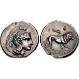 LUCANIA, Velia. Circa 300-280 BC. AR Nomos (20.5mm, 7.34 g, 6h). Philistion group. Head of Athena