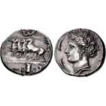 SICILY, Syracuse. Dionysios I. 405-367 BC. AR Dekadrachm (36mm, 42.55 g, 5h). Reverse die signed