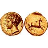 SICILY, Syracuse. Dionysios I. 405-367 BC. AV 50 Litrai – Dekadrachm (11mm, 2.86 g, 2h). Struck