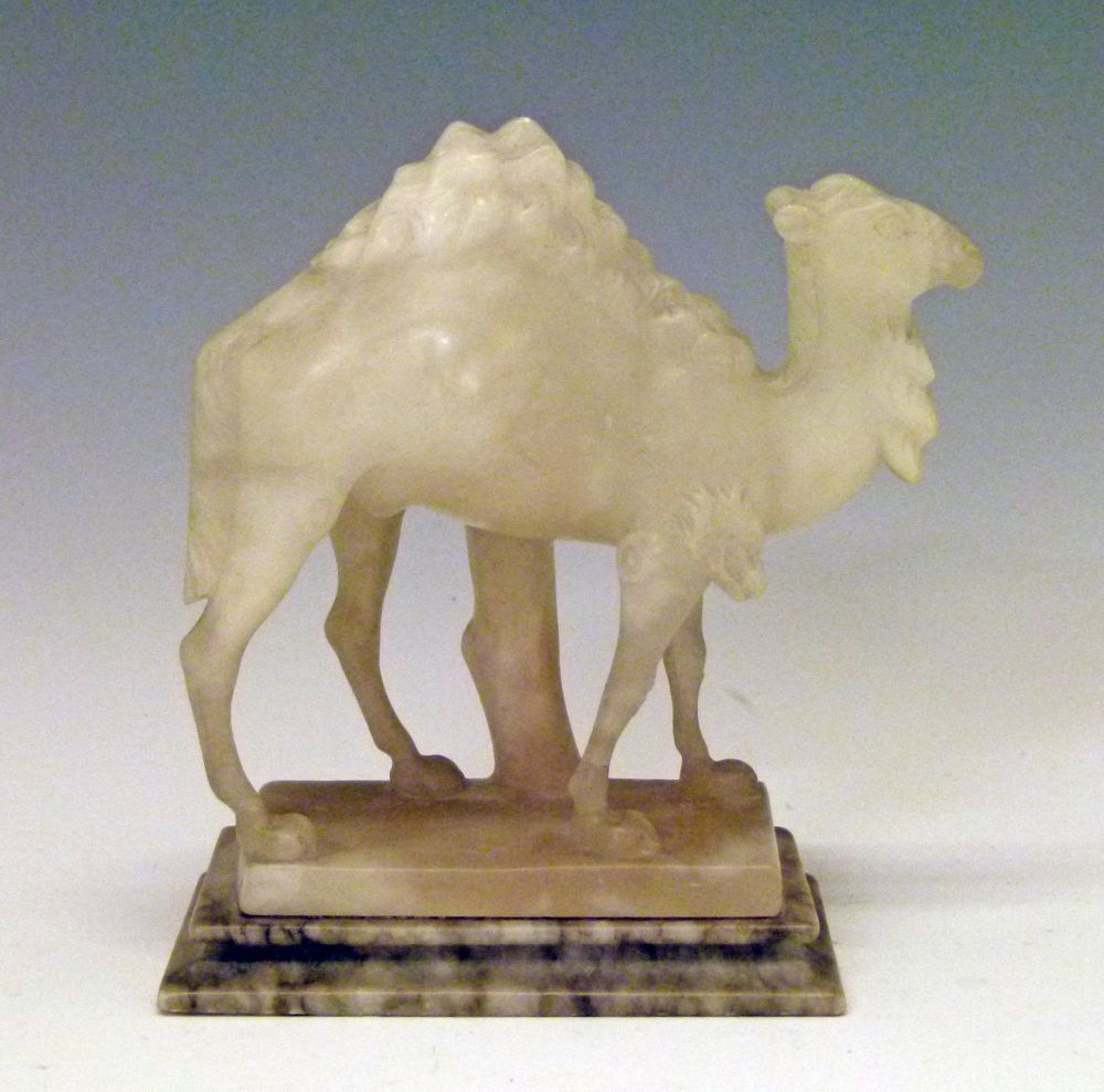 Late 19th/early 20th Century carved alabaster figure of a Dromedary or Arabian Camel, 16.5cm high