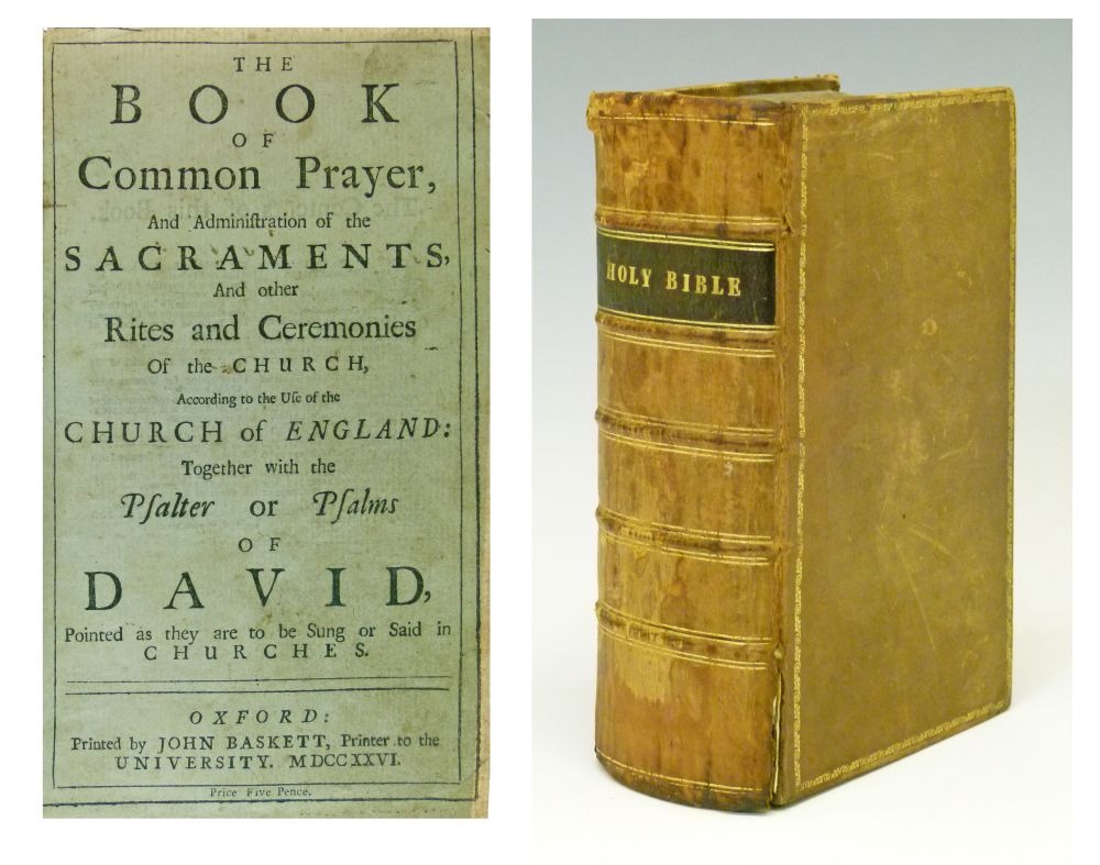 Books - Early 18th Century English Bible printed by John Baskett, 1725, bound with The Book Of