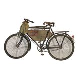 Early/mid 20th Century Swiss Army Messengers bicycle with leather mounted despatch case and frame