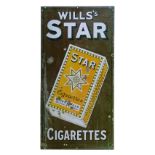 Advertising - Wills's Star Cigarettes - Early 20th Century enamel advertising sign having