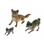 Two 19th Century Austrian miniature cold painted bronze figures of Pugs, 2cm and 4cm long together