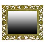 Italian giltwood framed rectangular wall mirror having pierced and scallop shell decoration, 56cm