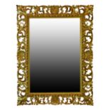 Italian giltwood framed rectangular wall mirror having pierced and scallop shell decoration, 54cm