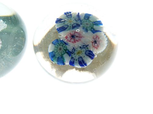 Two 19th Century St Mande glass paperweights, one with a six cane cluster, the other with a seven - Image 2 of 6