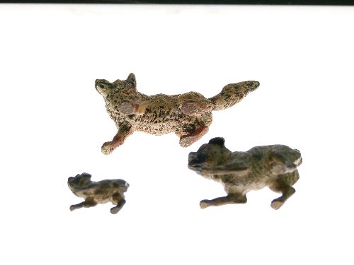 Two 19th Century Austrian miniature cold painted bronze figures of Pugs, 2cm and 4cm long together - Image 5 of 7