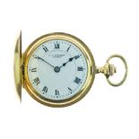 J.C. Vickery, an 18ct gold half hunter fob watch, London import mark for 1910, the signed white