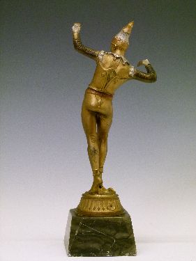 Early 20th Century German polychrome painted spelter figure depicting a young male dancer, - Image 3 of 9