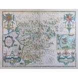 John Speed - Hand coloured engraved map - Merionethshire Described 1610, sold by Thomas Bassett in