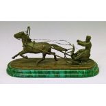 Vassili Grachev (Russian 1831-1905) - Small bronze figure group depicting a man on a horse drawn