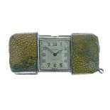 Movado - Purse watch, the shagreen covered case of usual rectangular form with Continental control