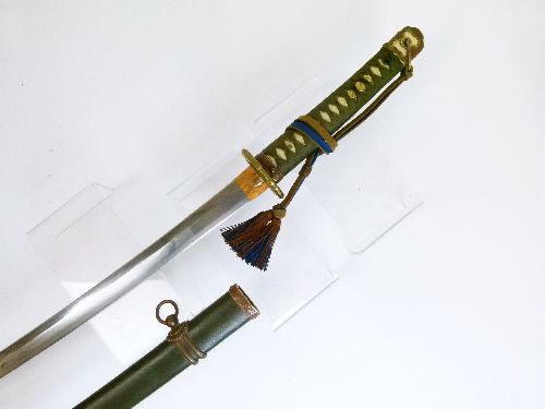 Japanese officers style Katana, the grip with shark skin covering and braid binding, standard - Image 9 of 9