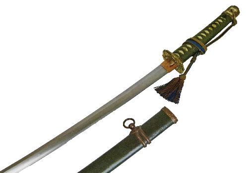 Japanese officers style Katana, the grip with shark skin covering and braid binding, standard