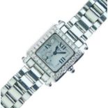 Chopard - Lady's Happy Sport stainless steel bracelet watch, the square white dial with black