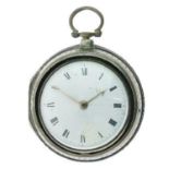 Johnson, Grays Inn Passage - Georgian metal pair cased pocket watch, the unsigned white enamel