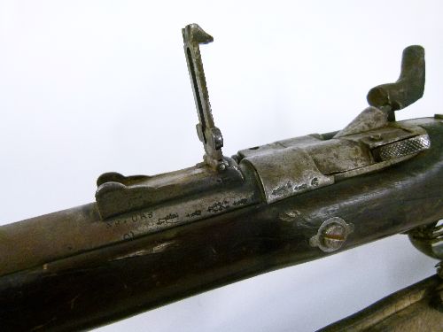 .577 two band Snider rifle, round barrel 75cm, with bayonet bar attached, tangent rear sight, barrel - Image 3 of 8