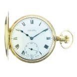 Kemp Brothers, Bristol - 18ct gold hunter pocket watch, Chester 1930, signed white enamel dial