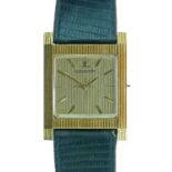 Jaeger LeCoultre - Gentleman's 9ct reeded gold cased quartz wristwatch, the signed reeded square