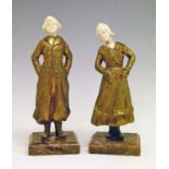 Attributed to Solange Bertrand (French 1913-2011) - Pair of gilt bronze and carved ivory figures,