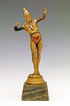 Early 20th Century German polychrome painted spelter figure depicting a young male dancer,