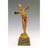 Early 20th Century German polychrome painted spelter figure depicting a young male dancer,