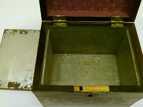 19th Century Tunbridge Ware rectangular tea caddy having floral decoration, the hinged cover opening - Image 10 of 13