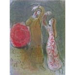 After Marc Chagall (1887-1985) - Lithograph in colours - Meeting Of Ruth And Boaz, 35.5cm x 26.